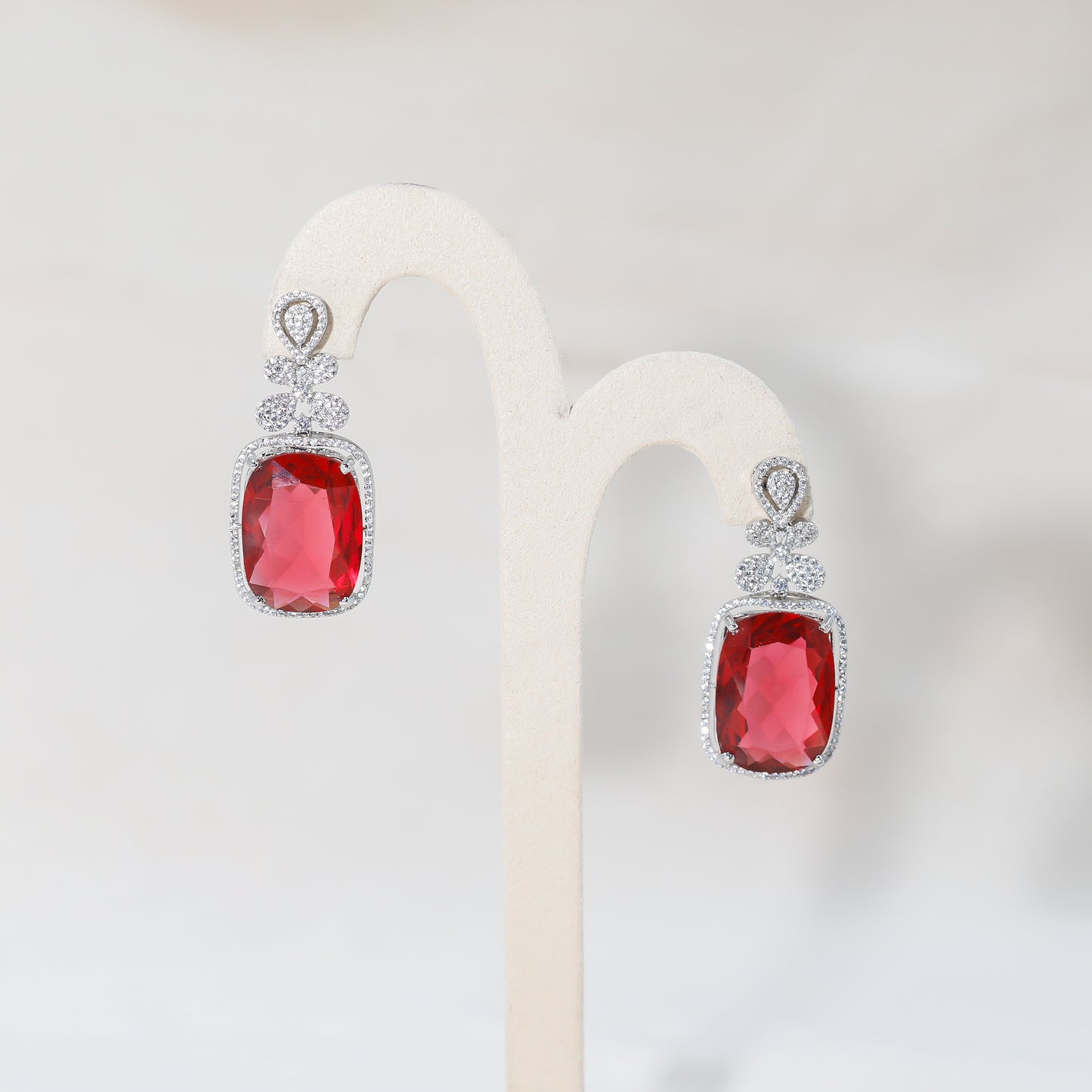 Ravishing Red Zirconia Drop Earrings