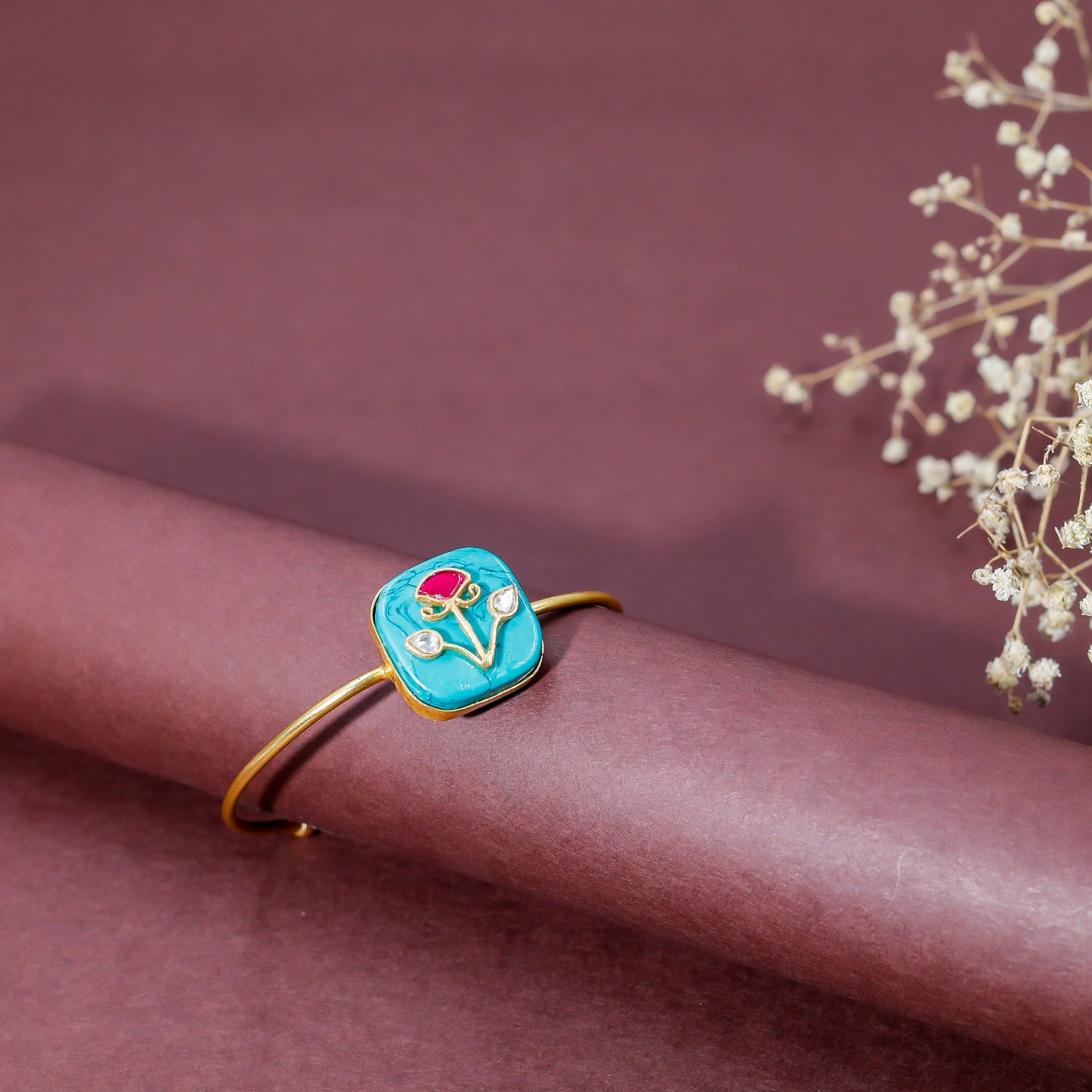 Turquoise Elegance: Kundan Bangle Bracelet