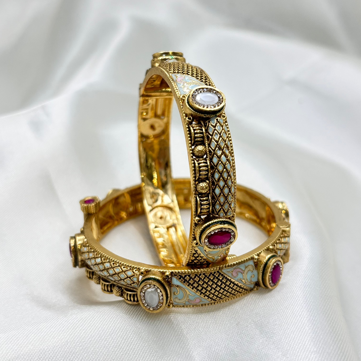 Regal Mesh Design Rajwadi Kundan Bangles
