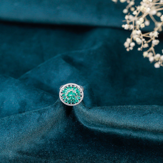 Emerald Bloom Zirconia Ring