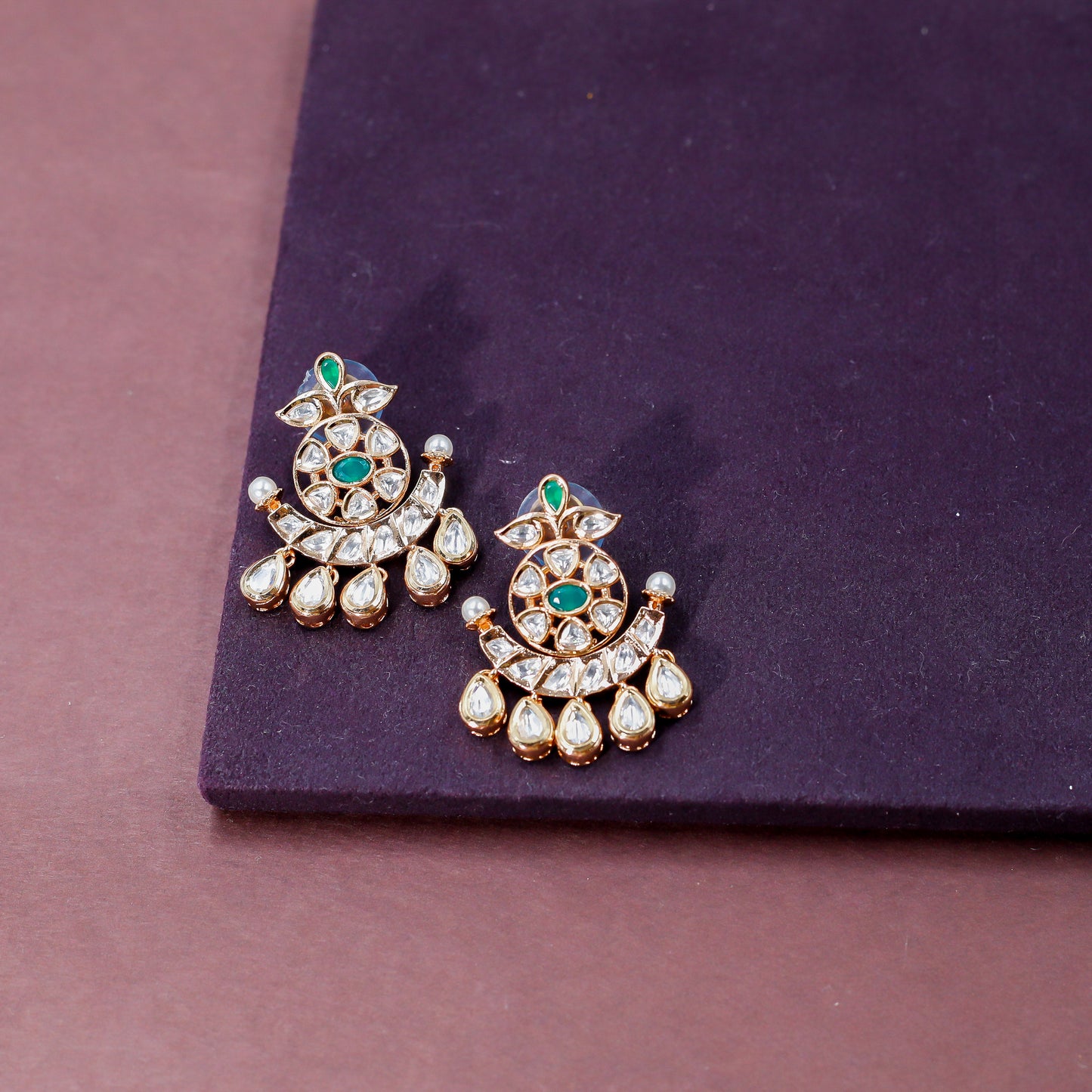 Majestic Kundan Chandbali Earrings