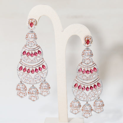 "Crimson Elegance Zirconia Earrings