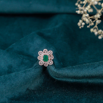 Emerald Grace Zirconia Floral Ring