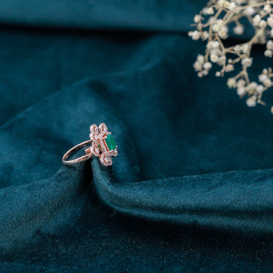 Emerald Grace Zirconia Floral Ring