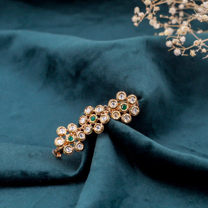 Dual-Band Floral Kundan Ring