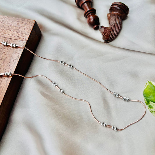 Beaded Rose Gold Silver Necklace