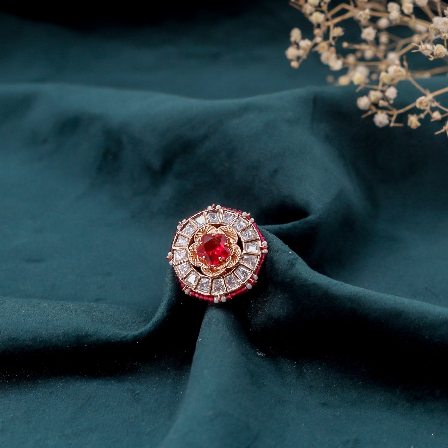 Majestic Ruby and Kundan Cocktail Ring