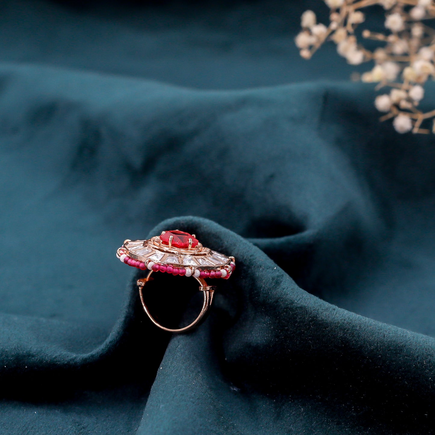 Majestic Ruby and Kundan Cocktail Ring