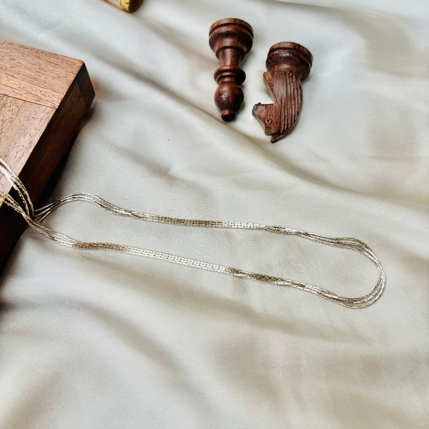 Delicate 3-Line Layered Silver Chain Necklace