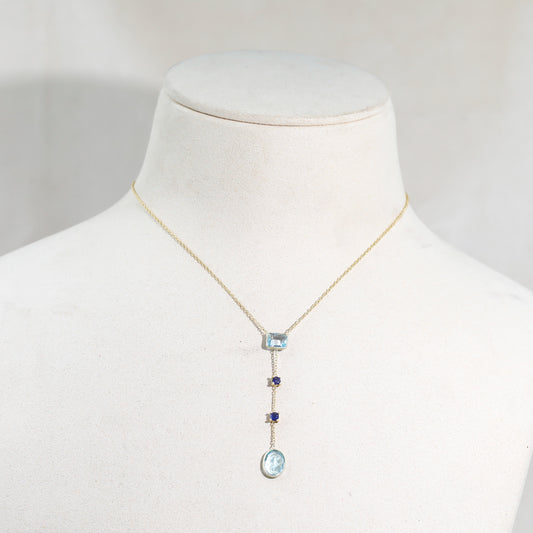 Silver Blue Topaz Drop Necklace