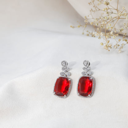 Ravishing Red Zirconia Drop Earrings