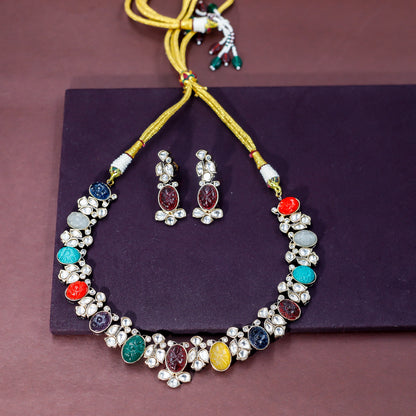 Multicolor Stone Kundan Necklace Set