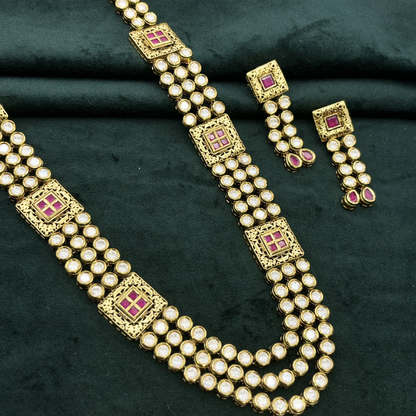 Majestic Ruby-Accented Kundan Haar: A Regal Statement of Grandeur