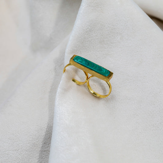 YASA Double Band Green Stone Ring