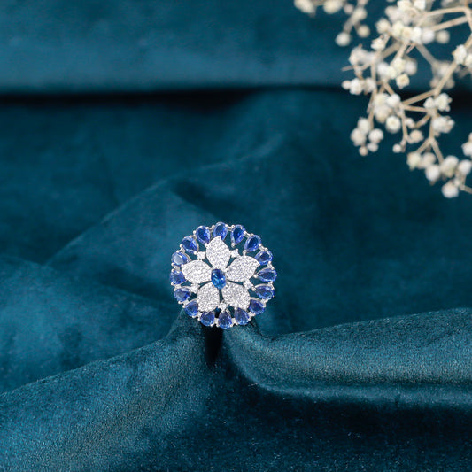 Sapphire Bloom Zirconia Cocktail Ring