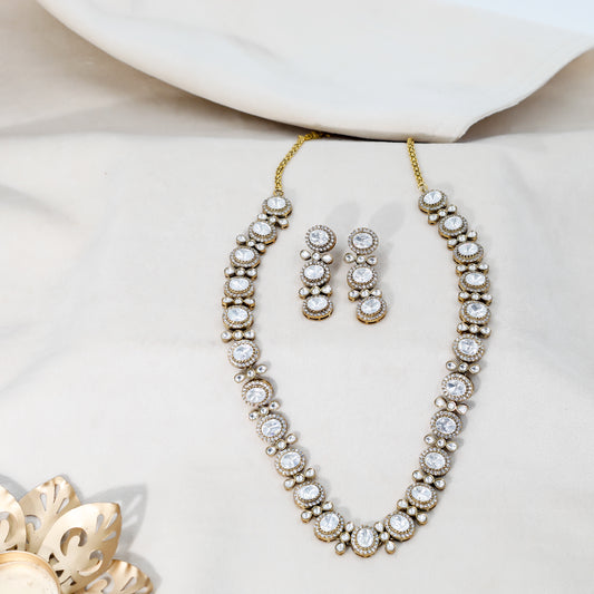 Classic Moissanite Halo Necklace Set