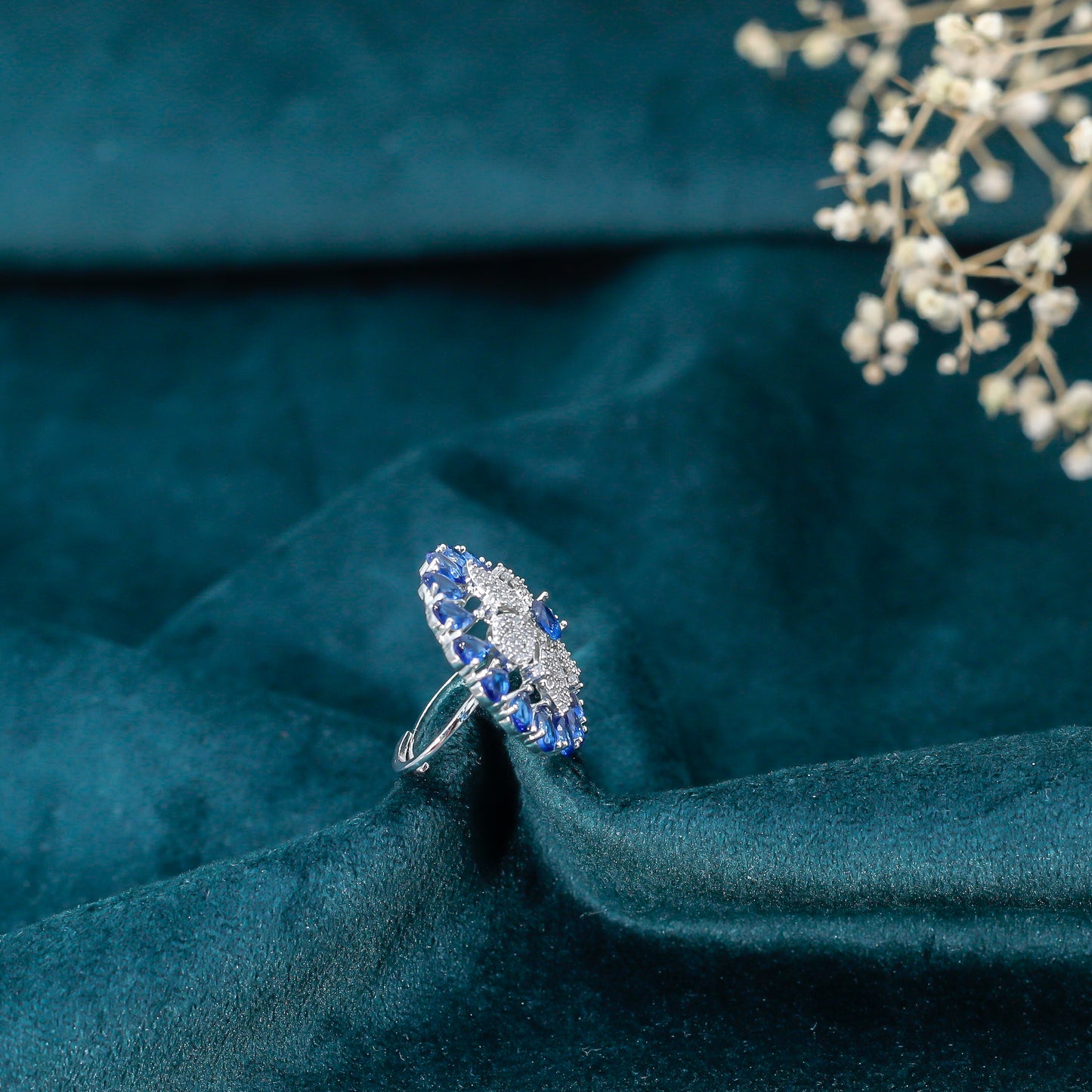 Sapphire Bloom Zirconia Cocktail Ring