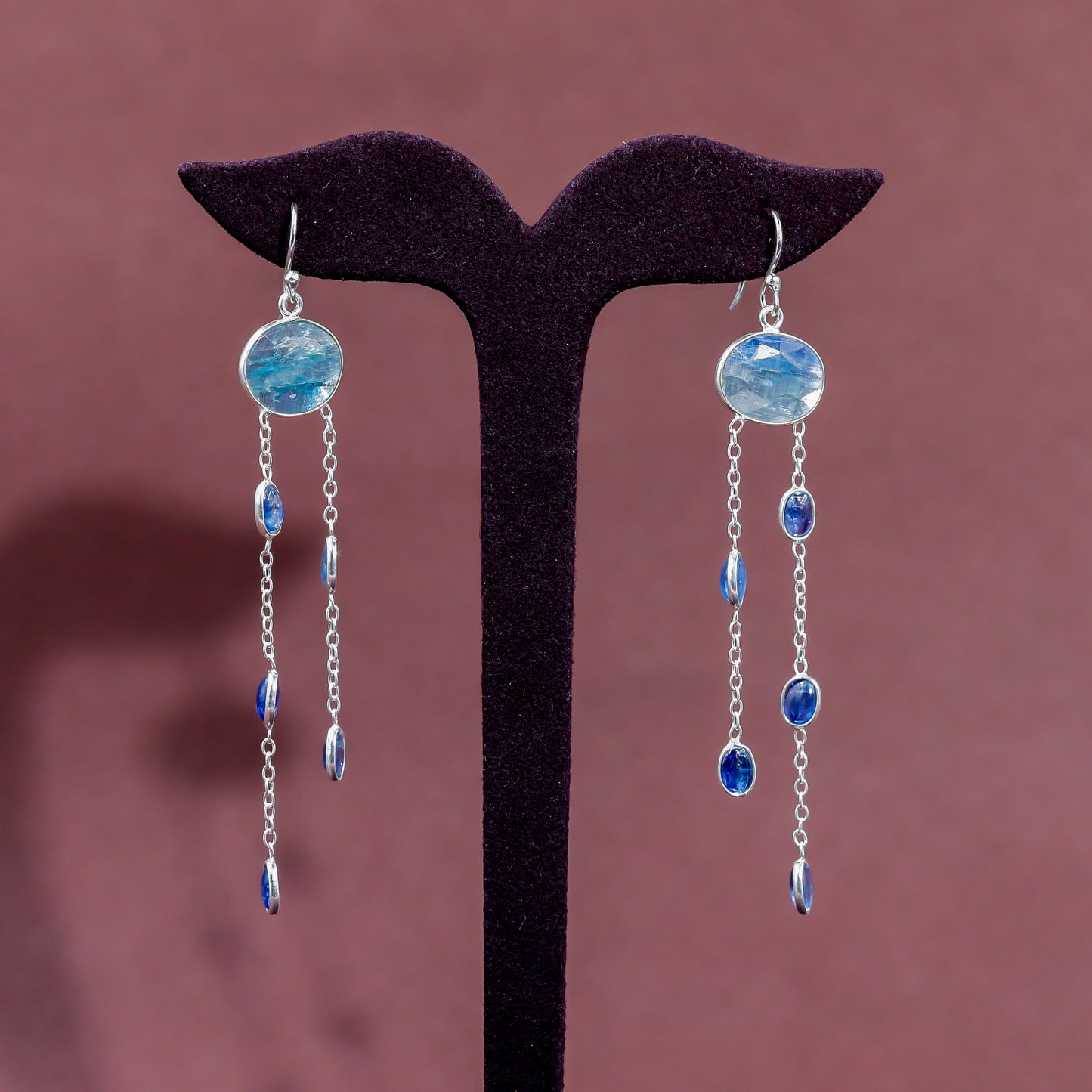 Elegant Silver Blue Kyanite Dangle Earrings