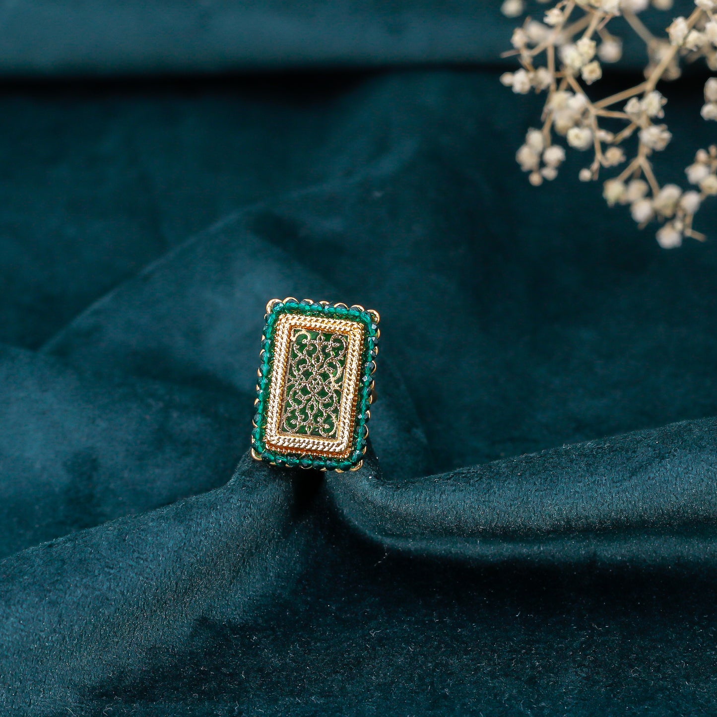 Green Enamel Thewa Rings