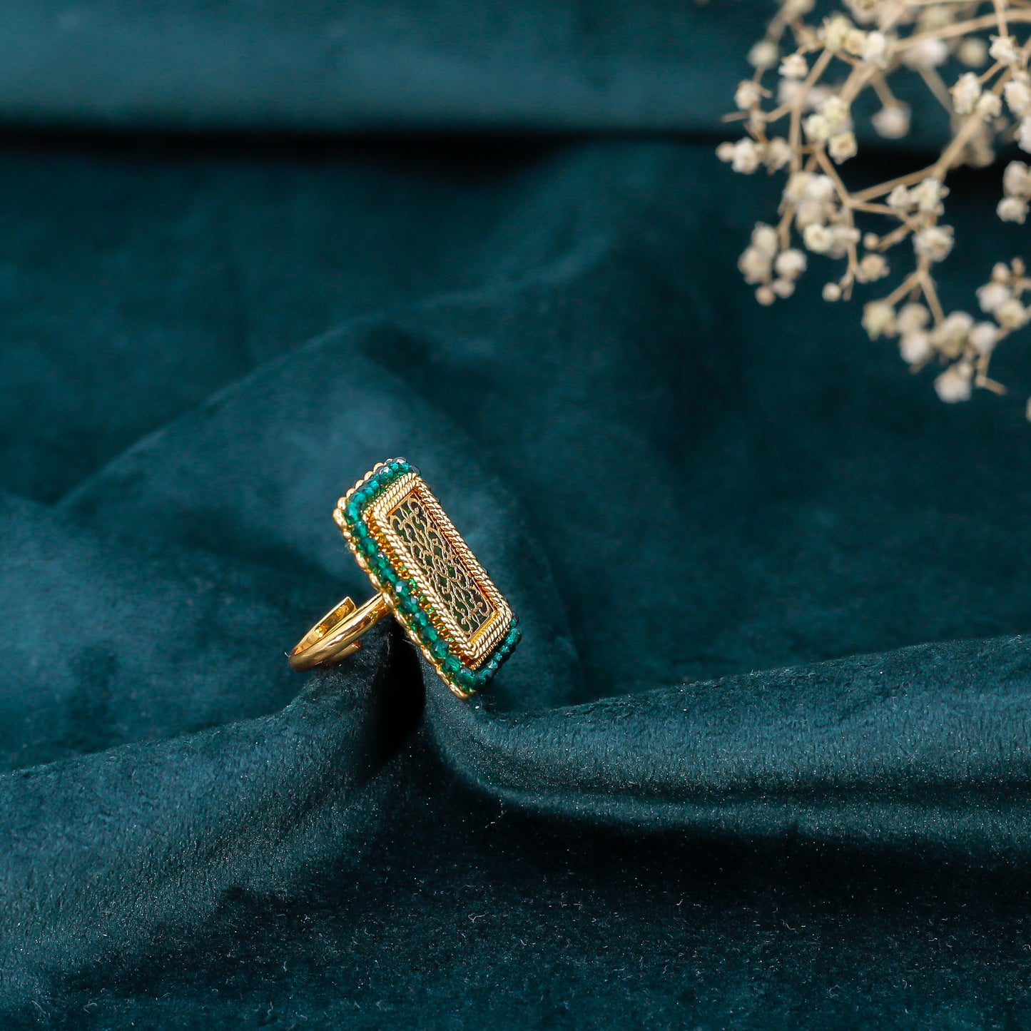 Green Enamel Thewa Rings