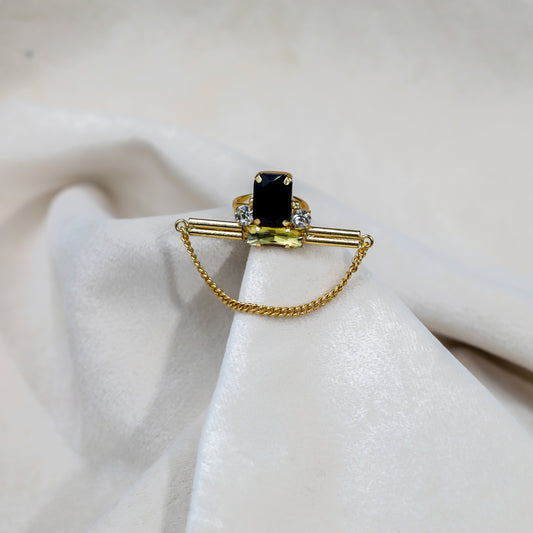 YASA Black Stone Ring inspired by Victorian Designs