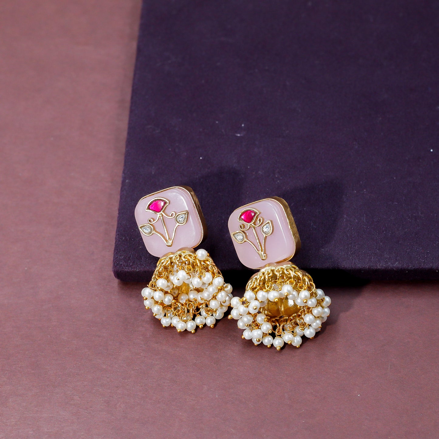 Enchanting Floral Kundan and Pearl Earrings