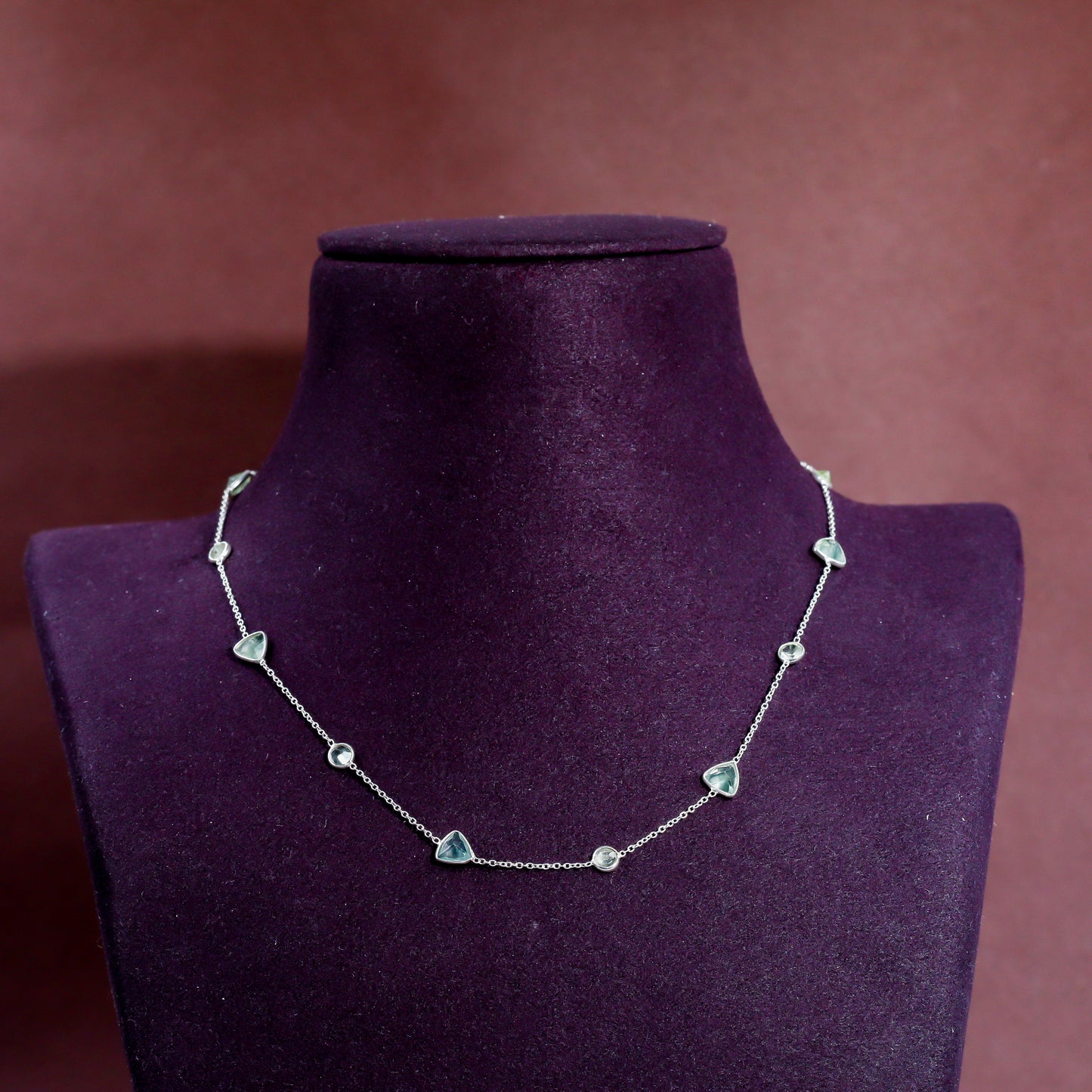 Silver Green Prestolite Gemstone Necklace