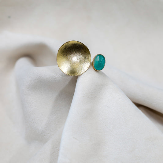 Textured Gold-disc Ring