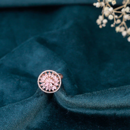 Rose Gold Zirconia Floral Ring