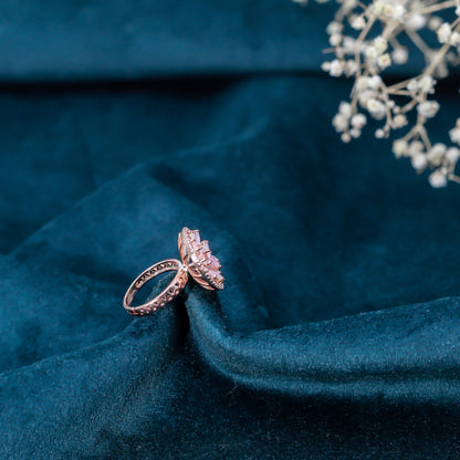 Rose Gold Zirconia Floral Ring