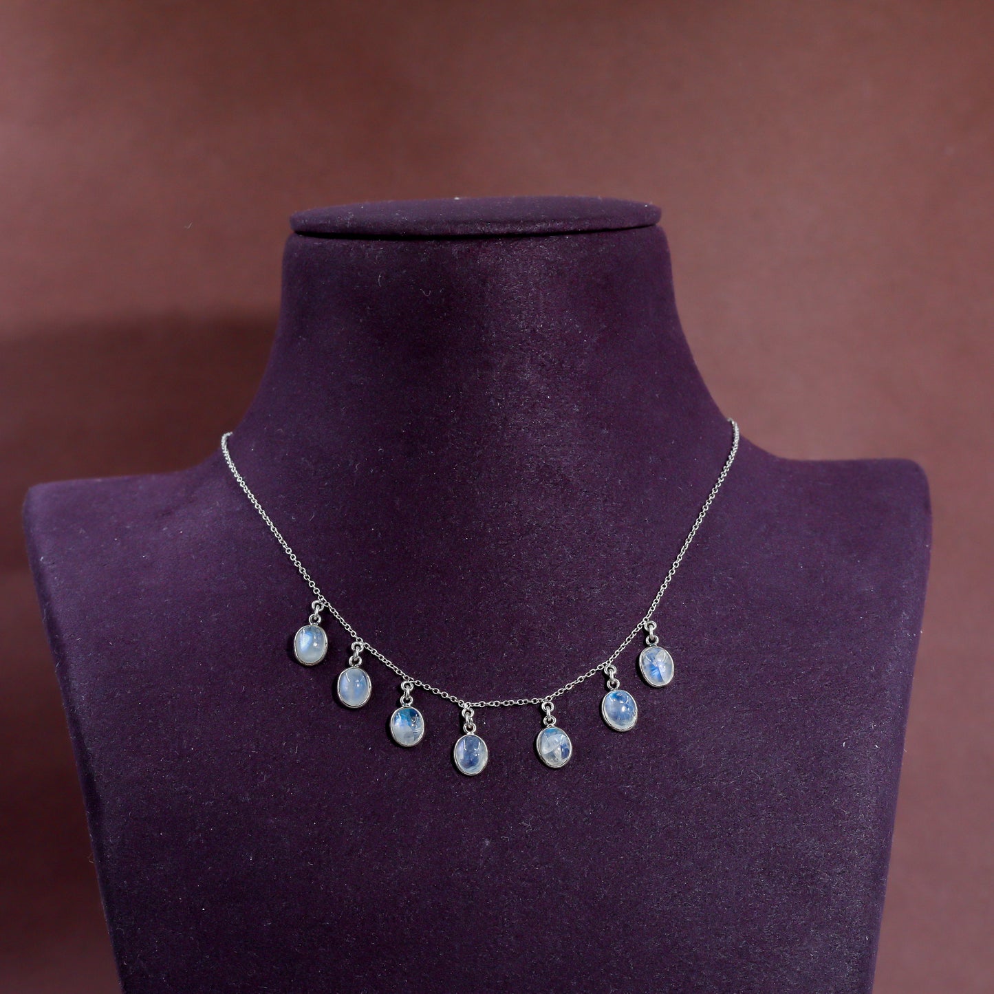 Silver Moonstone Drop Necklace