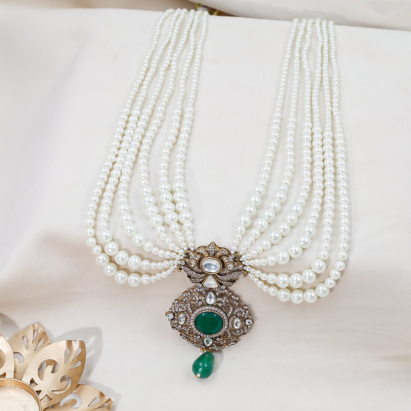 Regal Pearl and Moissanite Statement Necklace