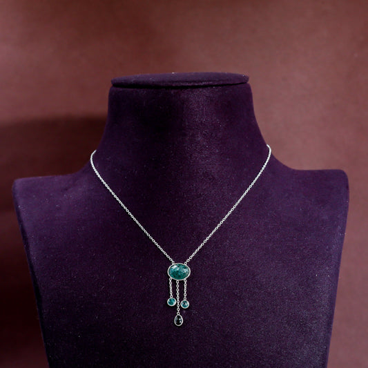 Silver Emerald Cascade Pendant Necklace