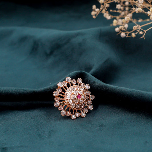 Radiant Floral Kundan Cocktail Ring