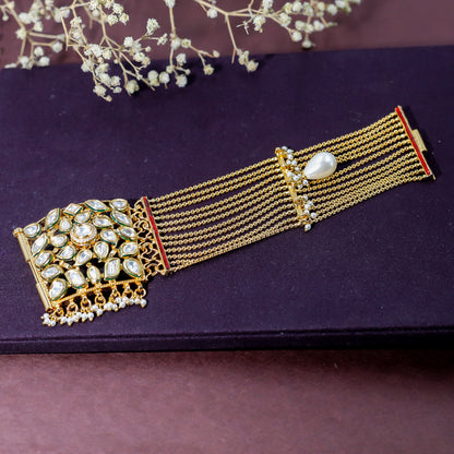 Royal Kundan Pearl Drop Bracelet