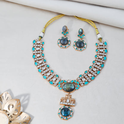 Majestic Turquoise and Labradorite Necklace Set