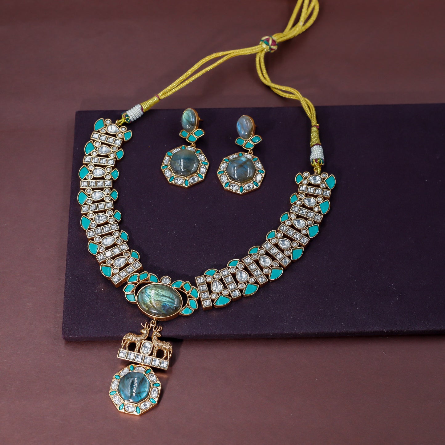 Majestic Turquoise and Labradorite Necklace Set