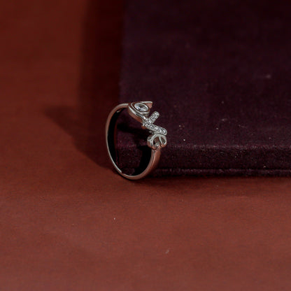 Love Script Silver Ring