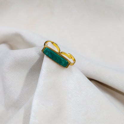 YASA Double Band Green Stone Ring