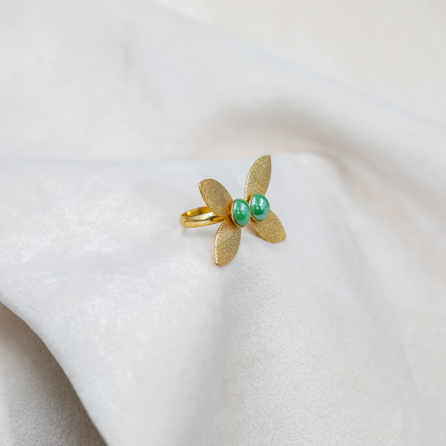 Butterfly inspired Green Stone Ring