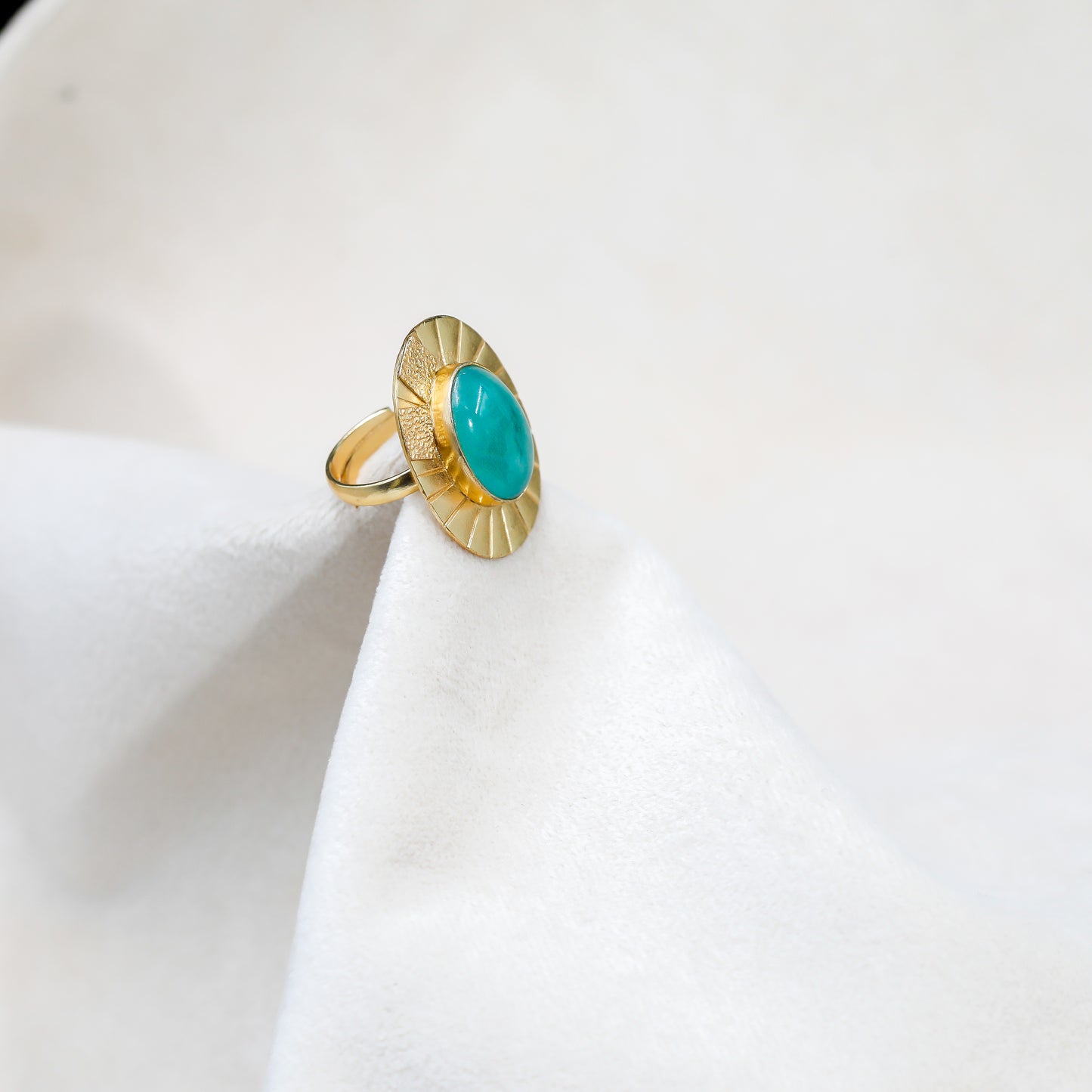 Exquisite Aqua-marine brass Ring