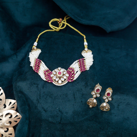 Majestic Rajwadi Pearl and Kundan Choker Set