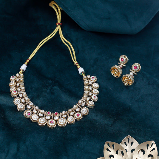 Antique Rajwadi Kundan Necklace Set