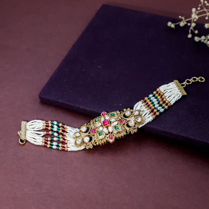 Majestic Multi-Strand Kundan Bracelet