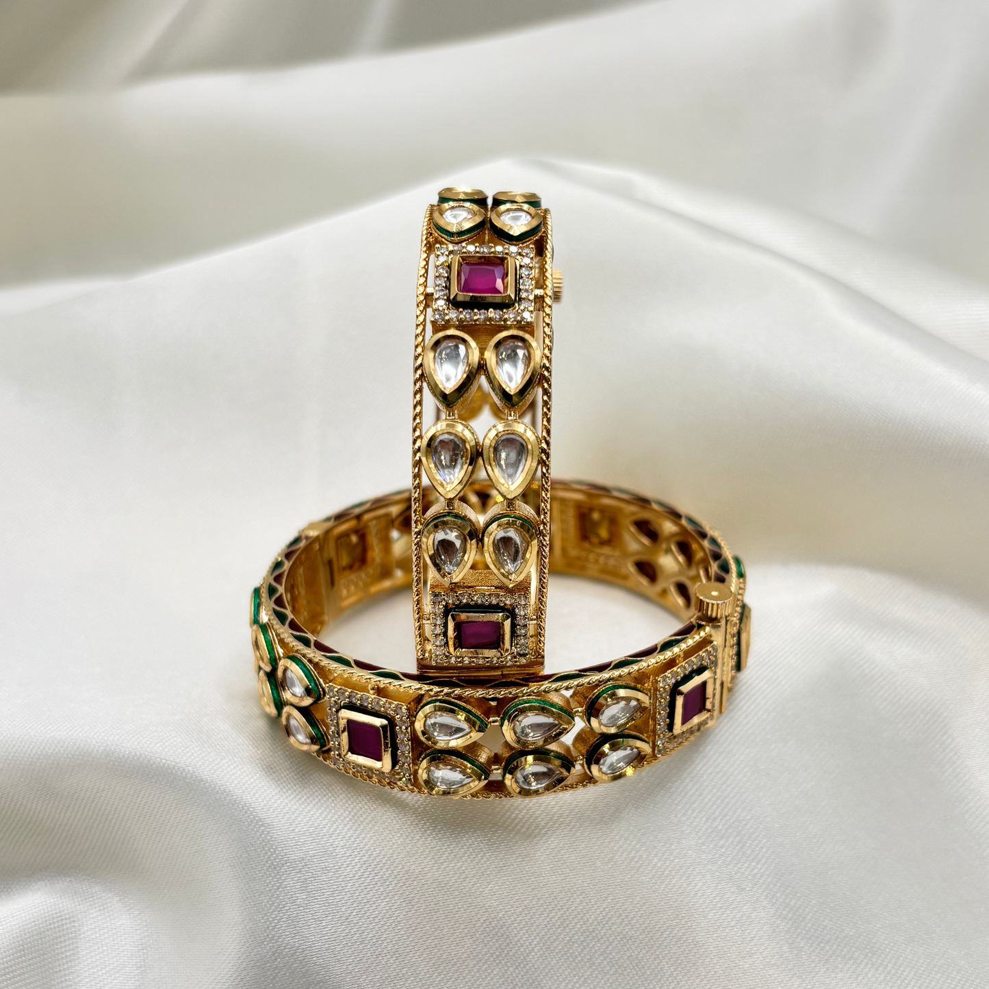 Regal Ruby Accented Kundan Bangles