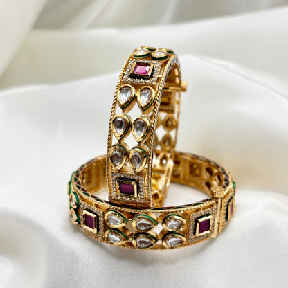 Regal Ruby Accented Kundan Bangles